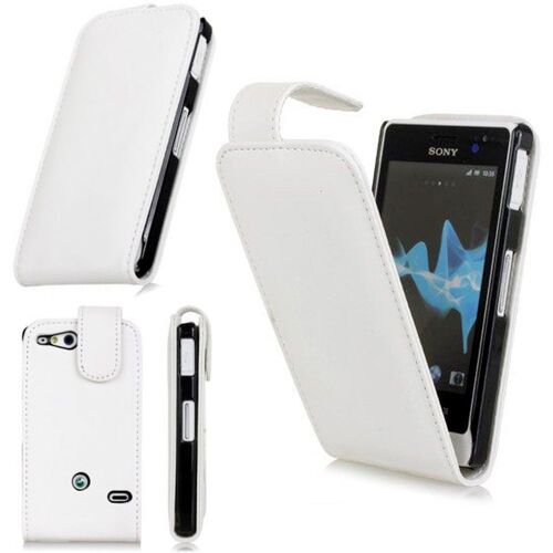Etui À Rabat Vertical Pour Sony Xperia Go Fermeture Magnétique Coloris Blanc