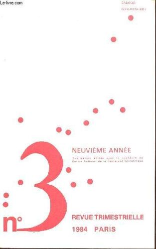 Les Cahiers De L'analyse Des Donnees - N°3 - Neuvieme Annee.