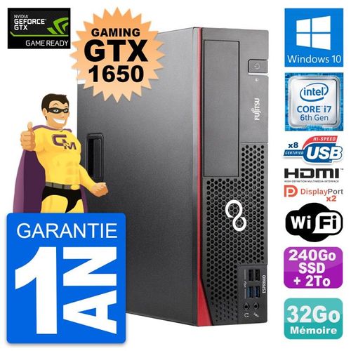 PC Fujitsu D556 DT Gaming GTX 1650 i7-6700 RAM 32Go 240Go SSD + 2To W10