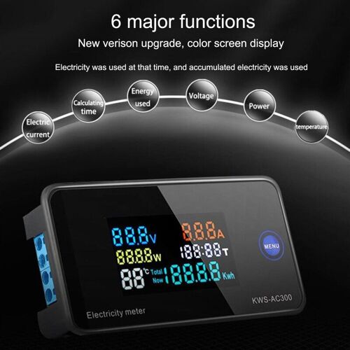 Voltmètre ca 50-300V ampèremètre compteur d'énergie wattmètre compteur électrique 0-100A