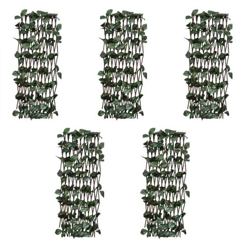 Vidaxl Clôtures À Treillis De Saule 5pcs Feuille Artificielle 180x30cm