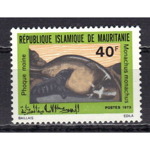 Mauritanie 1973 : Phoque De Mauritanie - Timbre 40 F. Noir, Vert-Jaune, Bistre Et Gris Neuf **