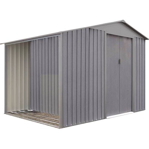 Abri Jardin Métal + Bucher "Bois Vieilli 9163" - 5,31m² - 278 X 191 X 195 Cm