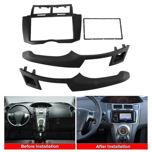 Kit De Garniture De Fascia D'autoradio, Kit D'installation De Cadre Dvd De Panneau De Tableau De Bord 2 Din Din Pour Yaris Vitz Platz 2005 2006 20