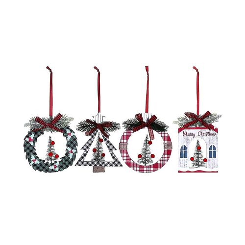 4pack Christmas Ornaments, Wood Christmas Hanging Decorations For Christmas Party Decor Party Suppl