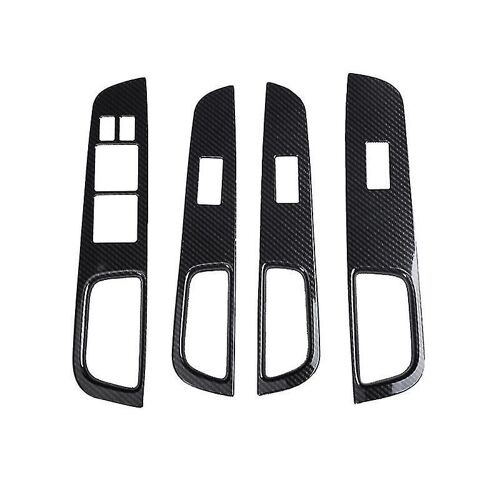 Car Carbon Fiber Window Glass Button Switch Cover Trim Door Armrest Panel For Tiida Rhd 2005-2010