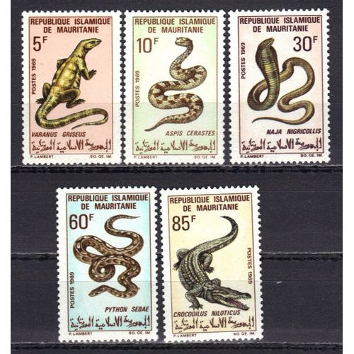 Mauritanie 1969 : Reptiles Et Sauriens Divers - Série Entière De 5 Timbres Neufs *