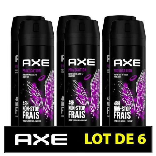 Axe Déodorant Homme Bodyspray Provocation - 48h De Fraîcheur Non-Stop - Antibactérien - Lot De 6 X 200 Ml - 1,2 L 