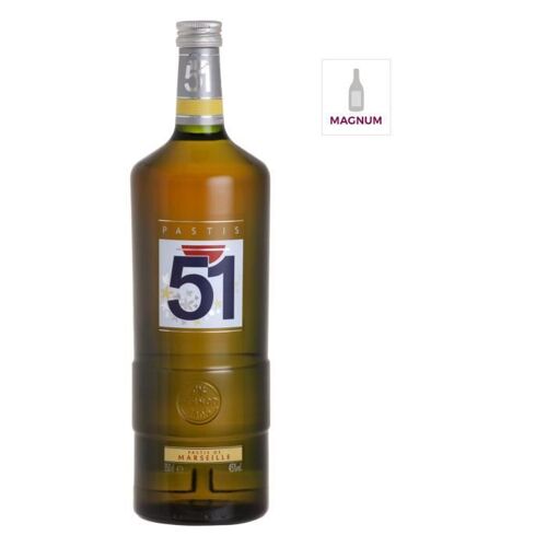 Pastis 51 - Pastis De Marseille - Apéritif Anisé - France - 45%Vol - Magnum 150cl