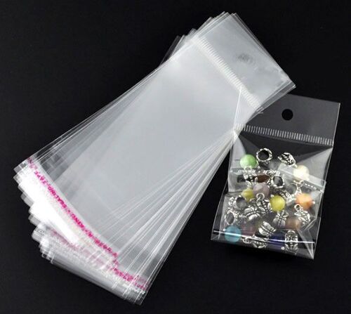 25 Pochettes Sachets Plastique Fermeture A Rabat Autocollant + Suspension 50 X 90 Mm