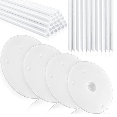 36 Pièces En Plastique Gâteau Goujon Tiges Ensemble 20 Pièces Bâtonnets De Gâteau Blanc Tige De Support Et 4 Pièces Gâteau Sep