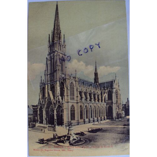 Carte Postale Ancienne De Nancy : L'église Saint Epvre Et Statue De René I I . Edit. Maison Des Magasins Réunis .