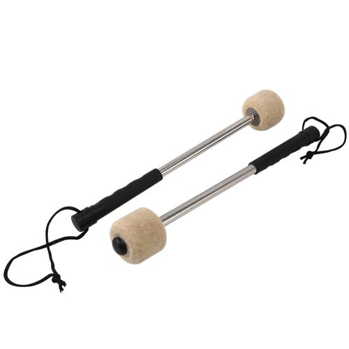 2pcs Tambour Maillet Feutre Tête Percussion Baguettes Timbales Avec Poignée En Acier Inoxydable, Blanc