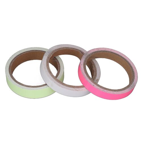 Luminous Tape Fluorescent Reflective Stage Warning Tape - Green, Blue, Pink (3pcs, 16.4ft, 0.8in)