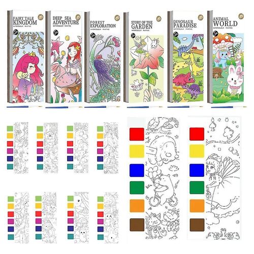 6 Pcs Pocket Watercolor Paint Book Set, Watercolor Painting Book For Kids, Pocket Travel Watercolor