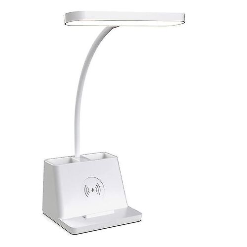 Desk Lamp With Wireless Charger, White Gooseneck Desktop Lamp, Study For Bedrooms -Desk Lights Offi