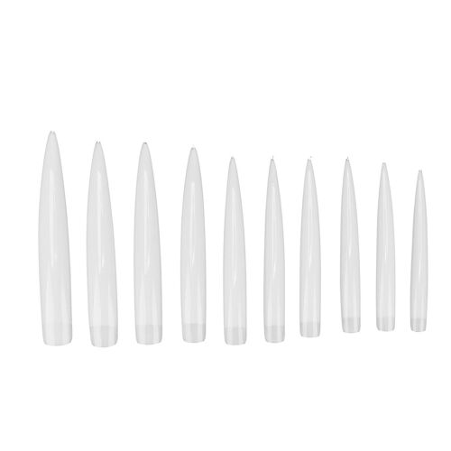 Professional Long Pointed False Nail Set - 10pcs Transparent Tips For Home Or Salon Manicure