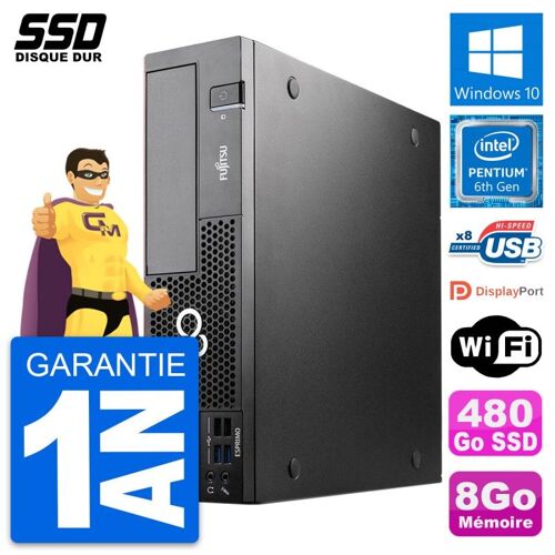 PC Fujitsu Esprimo D556 DT Intel Pentium G4400 RAM 8Go SSD 480Go Windows 10 Wifi