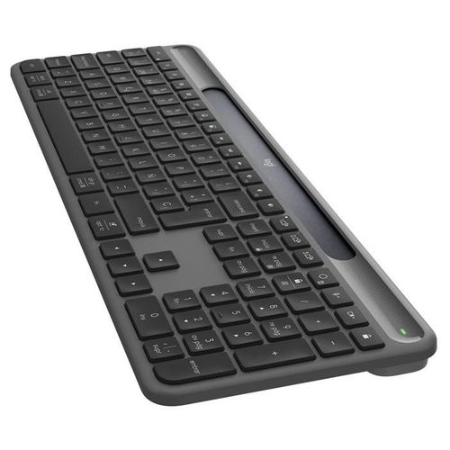 Logitech Signature Slim Solar+ K980 for Business - Clavier - full size - sans fil - Bluetooth LE, USB-C - QWERTY - Espagnol - commutateur : interrupteurs en ciseaux - graphite