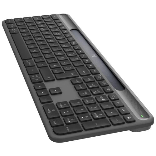 Logitech Signature Slim Solar+ K980 for Business - Clavier - full size - sans fil - Bluetooth LE, USB-C - QWERTZ - Allemand - commutateur : interrupteurs en ciseaux - graphite