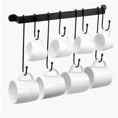 Porte-Tasse À Café Pour Mur : Crochets De Suspension De Tasse De Bar À Café Noir De 17 Pouces - Organisateur De Rangement Suspendu Pour Porte-Tasses À Café 2pcs