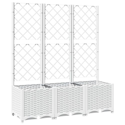 Vidaxl Jardinière Avec Treillis Blanc 120x40x136 Cm Pp