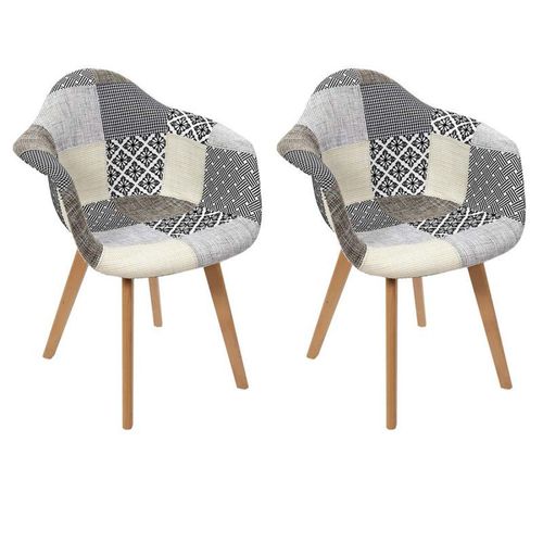 Lot De 2 Fauteuils Design "Patchwork" 85cm Gris