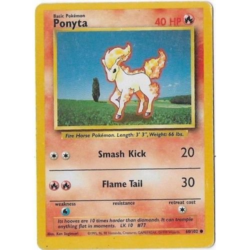 Ponyta 60/102 - Pokemon Set De Base - Carte Anglaise