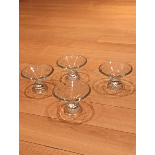 Lot De 4 Coupes À Glace Carte D'or En Verre Assez Lourd