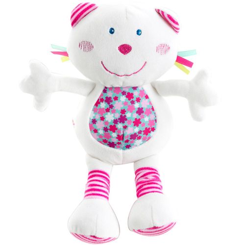Doudou Chat Blanc Aubert Jardin Doudou P'tit Bisou Peluche Blanche Rose Chaton  31cm