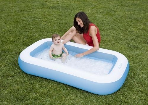Intex 57403 Pataugeoire gonflable rectangulaire pour petits enfants.