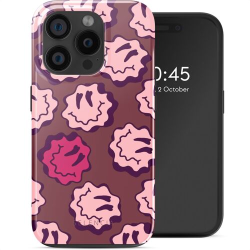 Selencia Coque arrière Vivid avec MagSafe iPhone 15 Pro Wavy Smiley Pink
