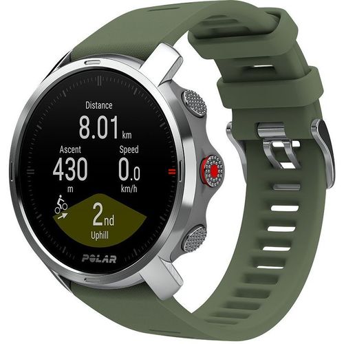 Polar Grit X - Argent - montre de sport avec bracelet - vert - taille du bracelet : M/L - affichage 1.2" - Bluetooth - 64 g