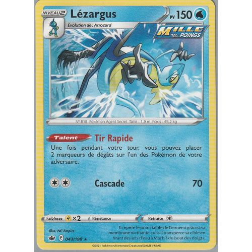 Carte Pokémon - Lézargus - 043/198 - Rare - Eb6 Règne De Glace