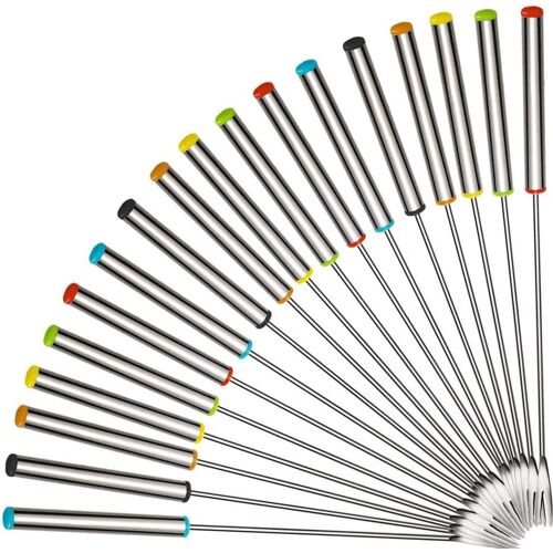 18 pièces fourchettes à fondue en acier inoxydable pour fondue fromage viande chocolat fruits dessert guimauves fourchettes