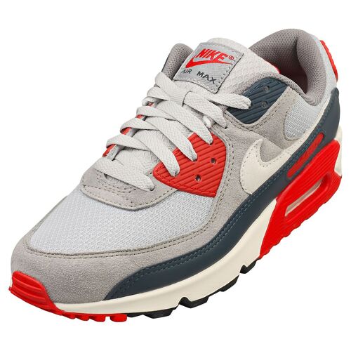 Nike Air Max 90 Pour Hommes - Baskets En Suédé Et Textile, Gris Rouge - 44 1/2