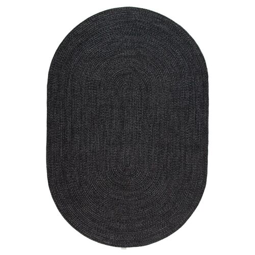 Tapis Rond Ou Oval Style Jute Intérieur Extérieur Juty 120x120 Cm Gris Anthracite - Novatrend