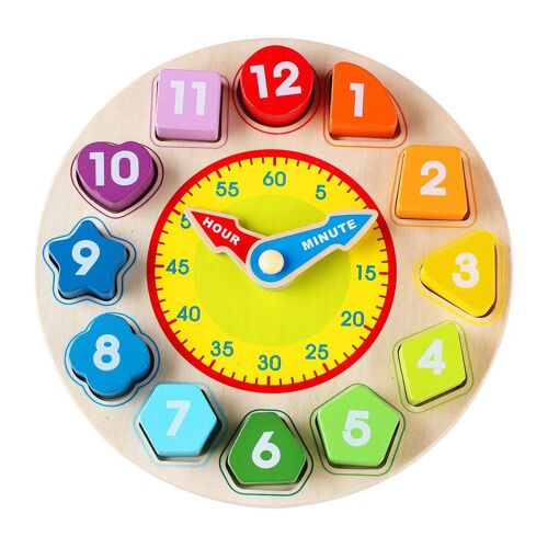 Horloge de tri pour enfants, Puzzle d'enseignement du temps, blocs de chiffres colorés empilables, jouet éducatif d'apprentissage précoce