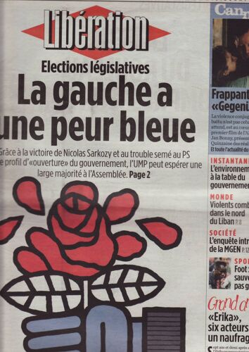 Libération (Quotidien) / 21-05-2007 N°8097 : Christophe Honoré (1p) Romy Schneider (1/3p)