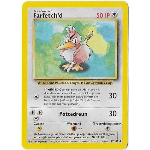Farfetch'd 27/102 - Pokemon Set De Base - Carte Néérlandaise