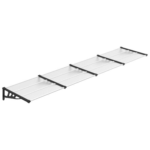 Auvent De Porte Noir Et Transparent 396x90 Cm Polycarbonate