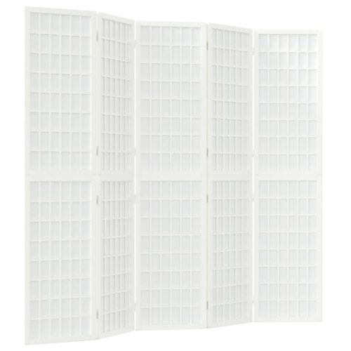 Cloison de séparation pliable 5 panneaux 200x170 cm Blanc