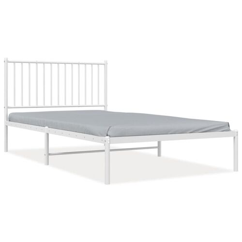 Cadre de lit métal avec tête de lit blanc 107x203 cm