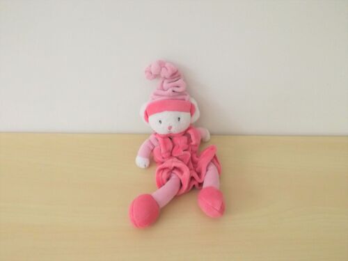 Doudou Souris Fille Rose Blanche Kimbaloo