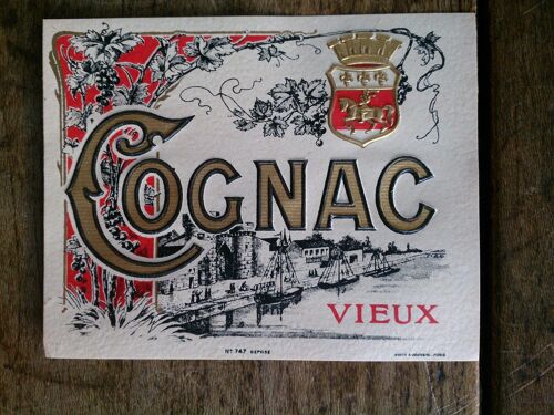 Vieille ?Tiquette De Bouteille De Cognac Vieux