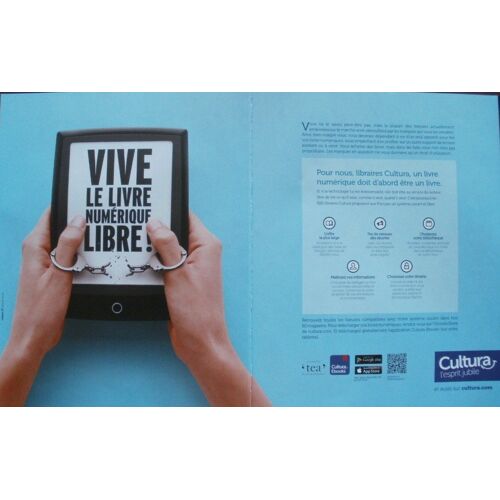 Publicité Ancienne (Novembre 2013) Pour Les Engagements Des Libraires Cultura Pour Le Livre Numérique