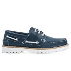 Chaussures Bateau Pour Seajure Sibang En Cuir Bleu Marine Et Blanc
