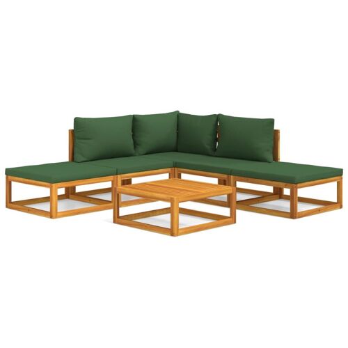 Vidaxl Salon De Jardin 6 Pcs Avec Coussins Vert Bois Massif