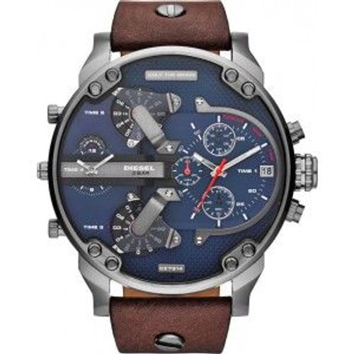 Montre Homme Diesel Mr Daddy 2.0 Dz7314 Cuir Brun Et Cadran Bleu