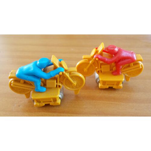 2 Anciennes Petites Motos Avec Motard, Roulements Cylindriques 4,5 Cm De Long